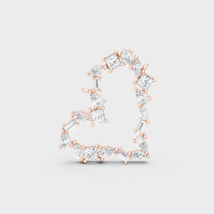 Romantic 18K Rose Gold Diamond Pendant With Multi-Shape Lab Diamonds