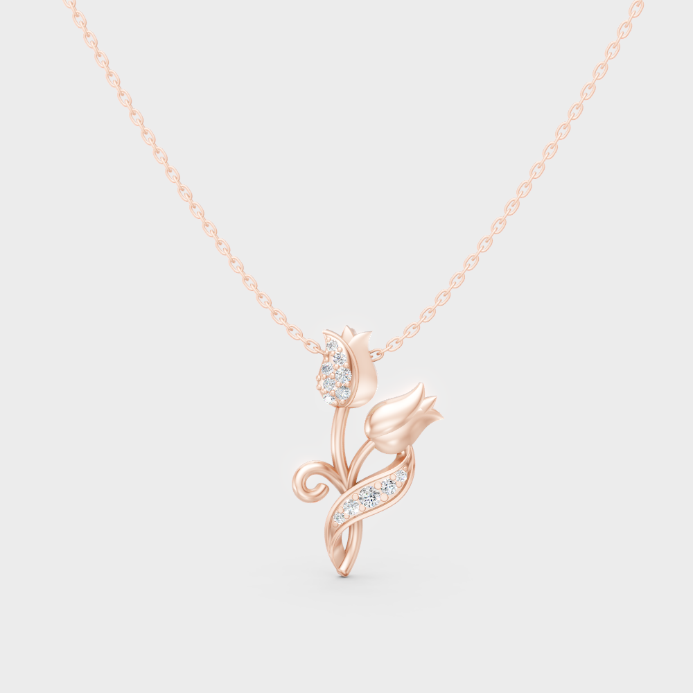 0.08 Ct Round Lab-Grown Diamond Pendant With Chain In Rose Gold