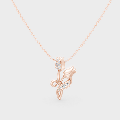 0.08 Ct Round Lab-Grown Diamond Pendant With Chain In Rose Gold