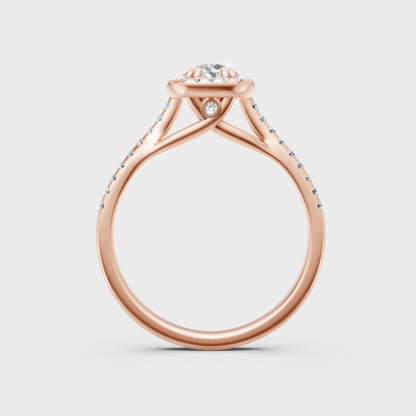 Modern Rose Gold Halo Engagement Ring With Brilliant Sustainable Lab Diamonds
