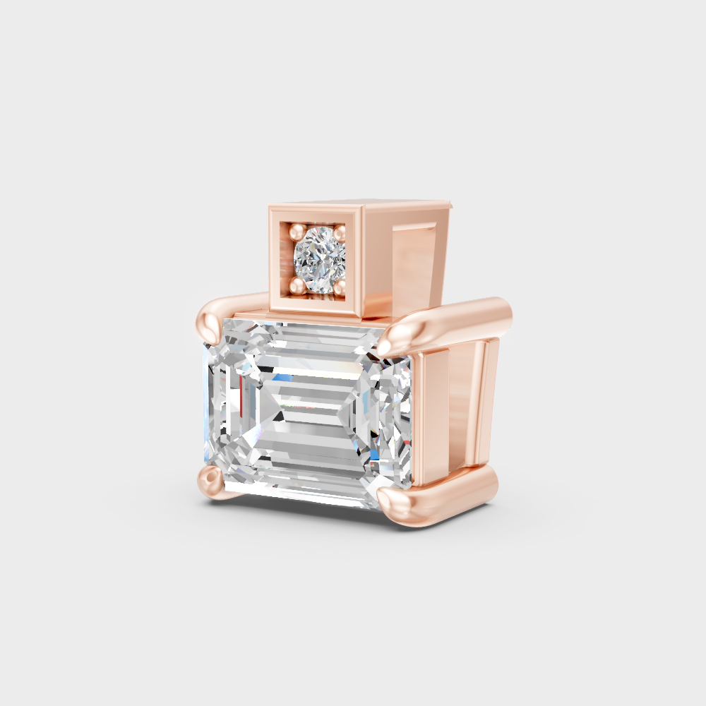  Rose Gold Emerald-Cut Lab-Grown Diamond Pendant For Modern Ethical Luxury
