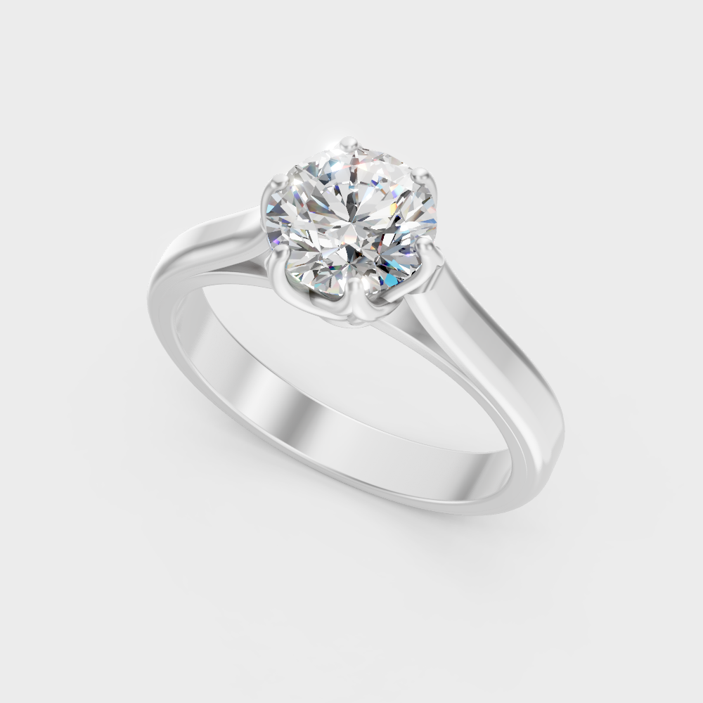 High-Polish 950 Platinum Round-Cut Lab Diamond Ring For Maximum Sparkle