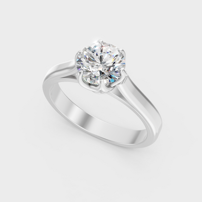 High-Polish 950 Platinum Round-Cut Lab Diamond Ring For Maximum Sparkle