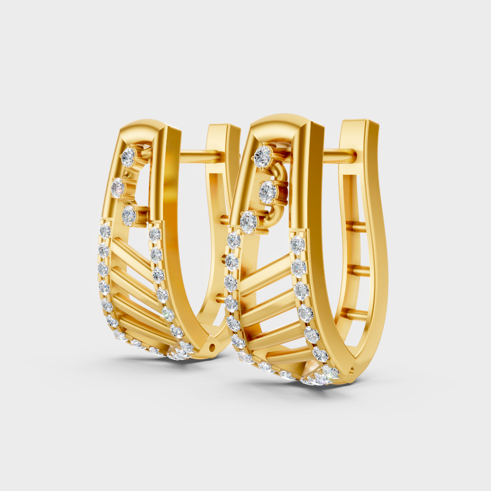 Hallmark Yellow Gold Round Cut Lab Diamond Hoop Earrings For Women