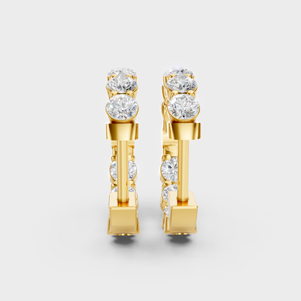 Modern Lab Grown Diamond Hoop Earrings In Yellow Gold Everyday Elegance