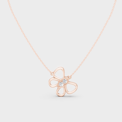 Romantic 18K Rose Gold Diamond Pendant With Round Lab-Grown Diamonds