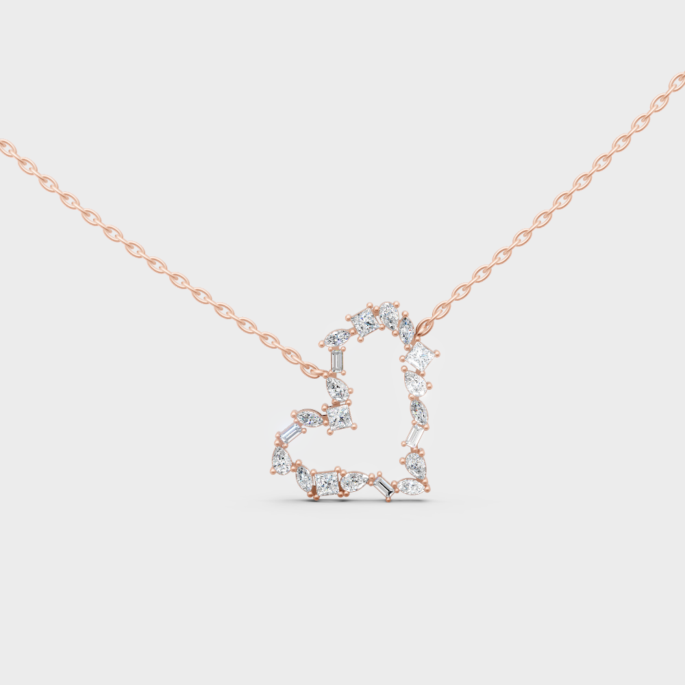 2 Ct Multi-Shape Lab-Grown Diamond Pendant With Chain In Rose Gold