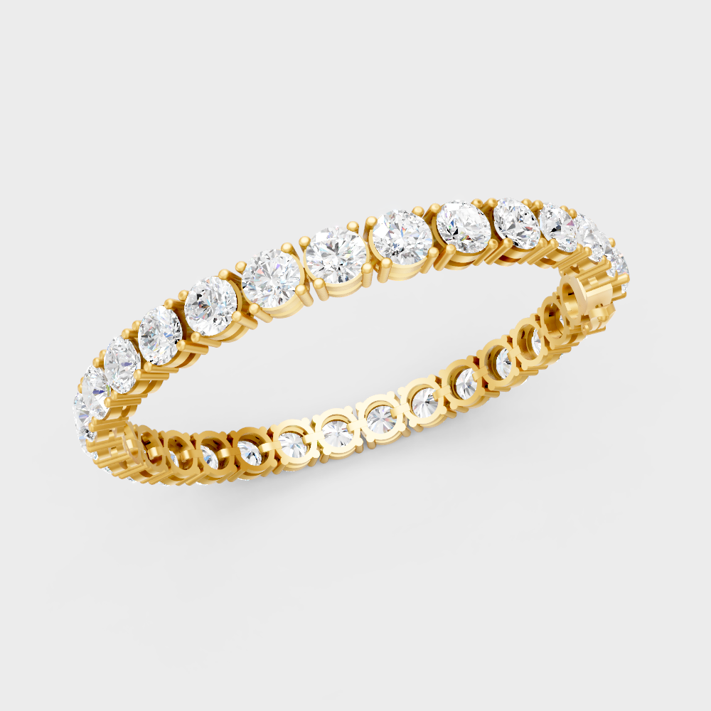 Brilliant Round Cut Diamond Bracelet Yellow Gold