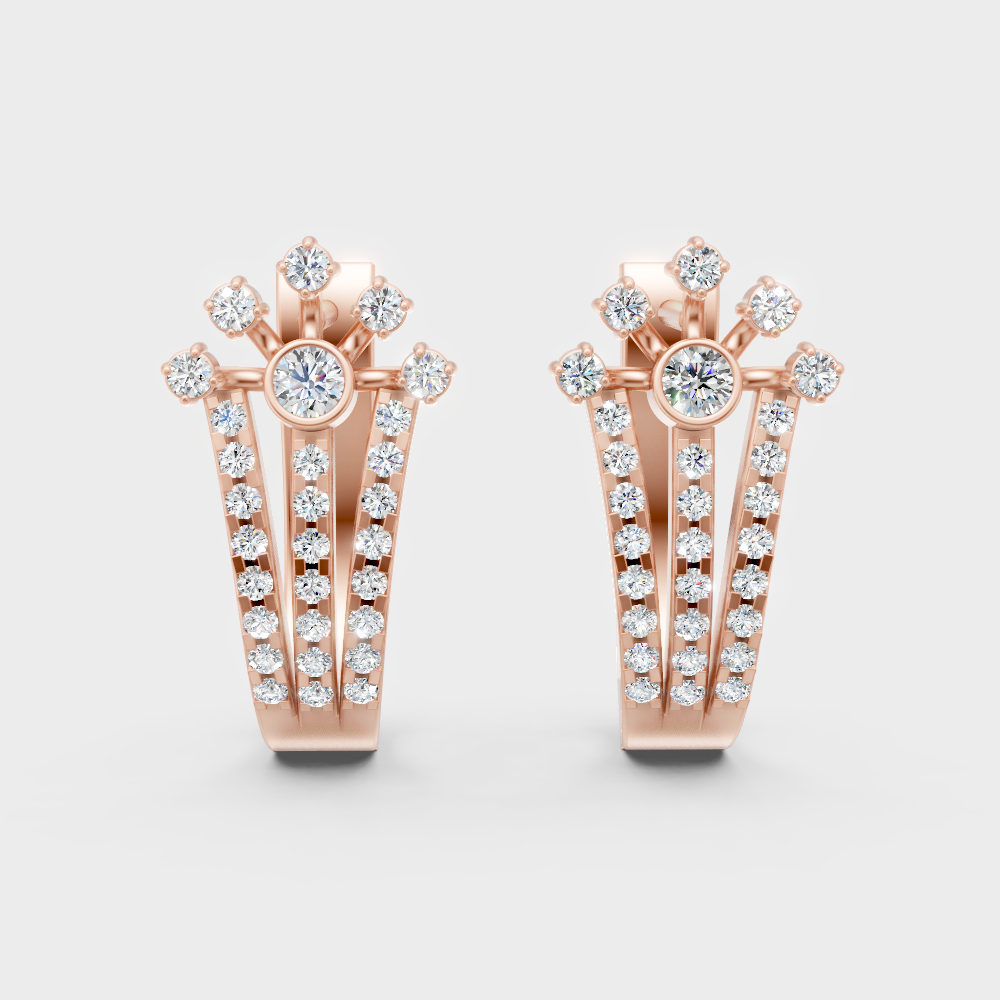0.60 Ct GLI Certified Lab-Grown Round Diamond Hoop Earrings In Rose Gold