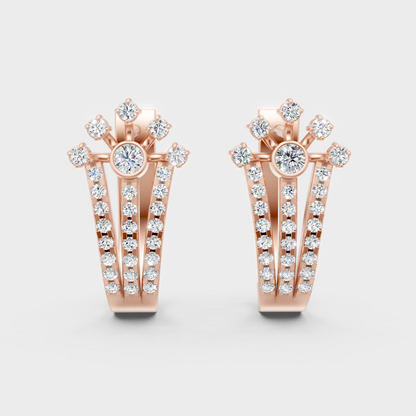 0.60 Ct GLI Certified Lab-Grown Round Diamond Hoop Earrings In Rose Gold