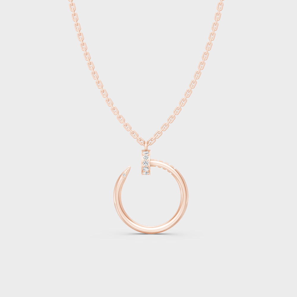Unique Rose Gold Pendant Featuring A Gli Certified Round Lab Diamond