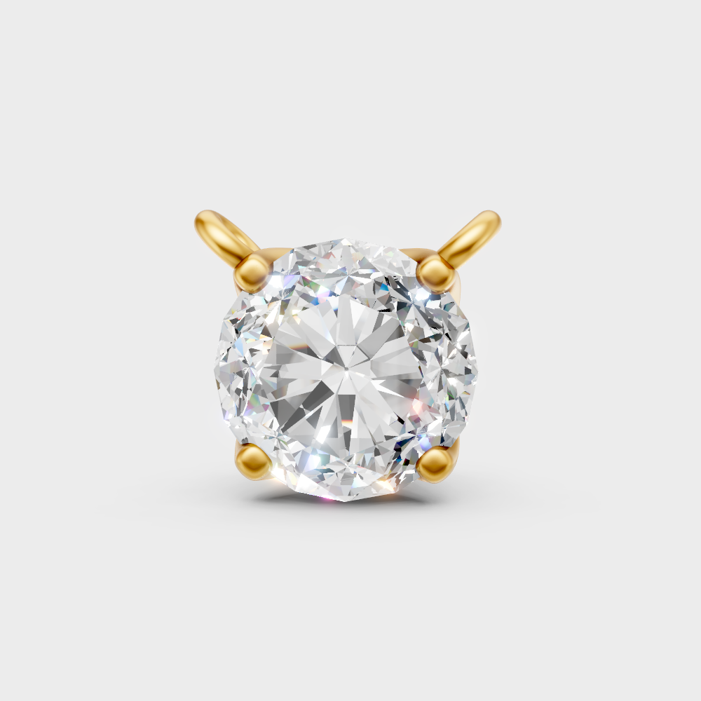 Certified Round Diamond Pendant Yellow Gold Jewelry