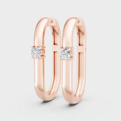 Elegant 18K Rose Gold Round-Cut Lab-Grown Diamond Hoop Earrings
