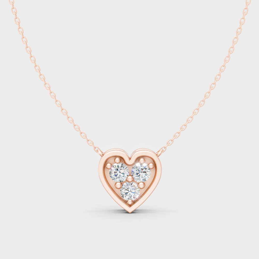 Minimalist Round Cut Lab-Grown Diamond Necklace In 14K Rose Gold
