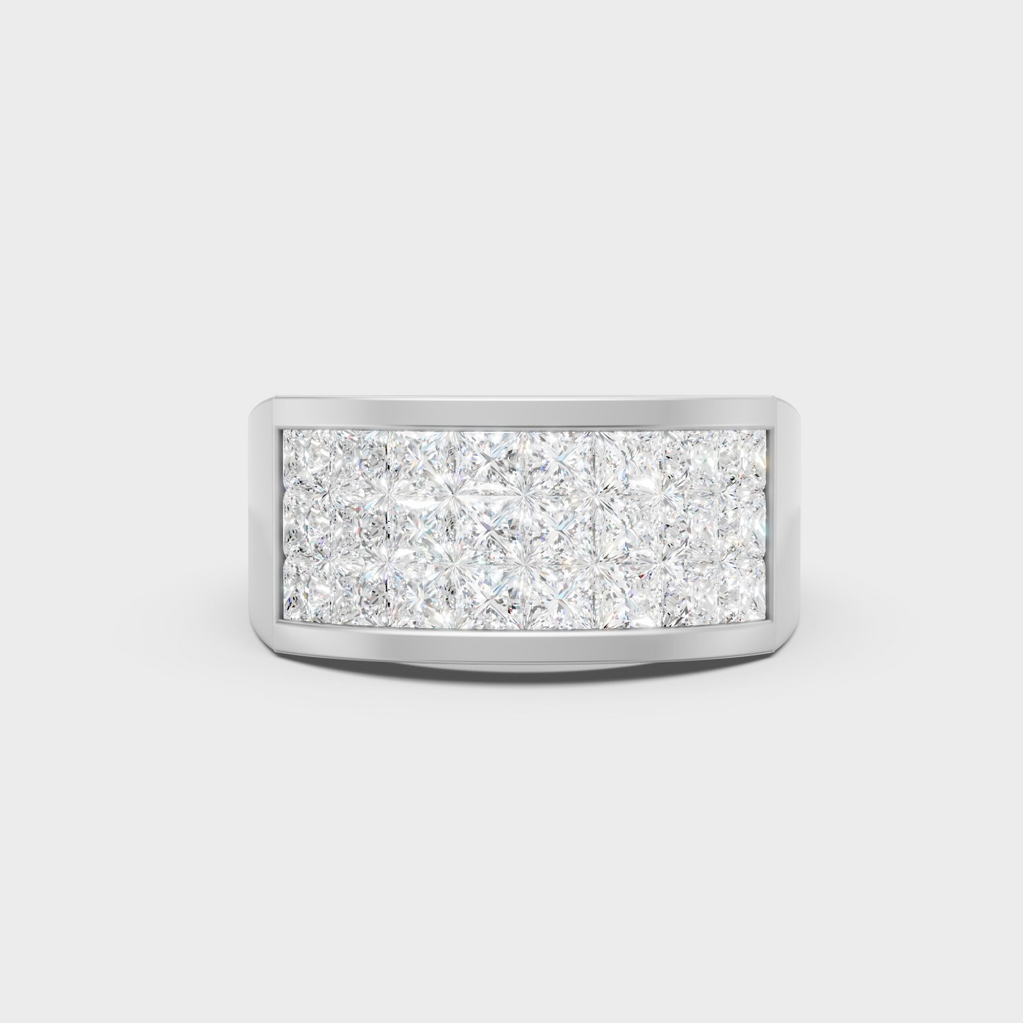 Certified 2.16 Carat Princess-Cut Lab-Grown Diamond Men's Ring In 14K White Gold