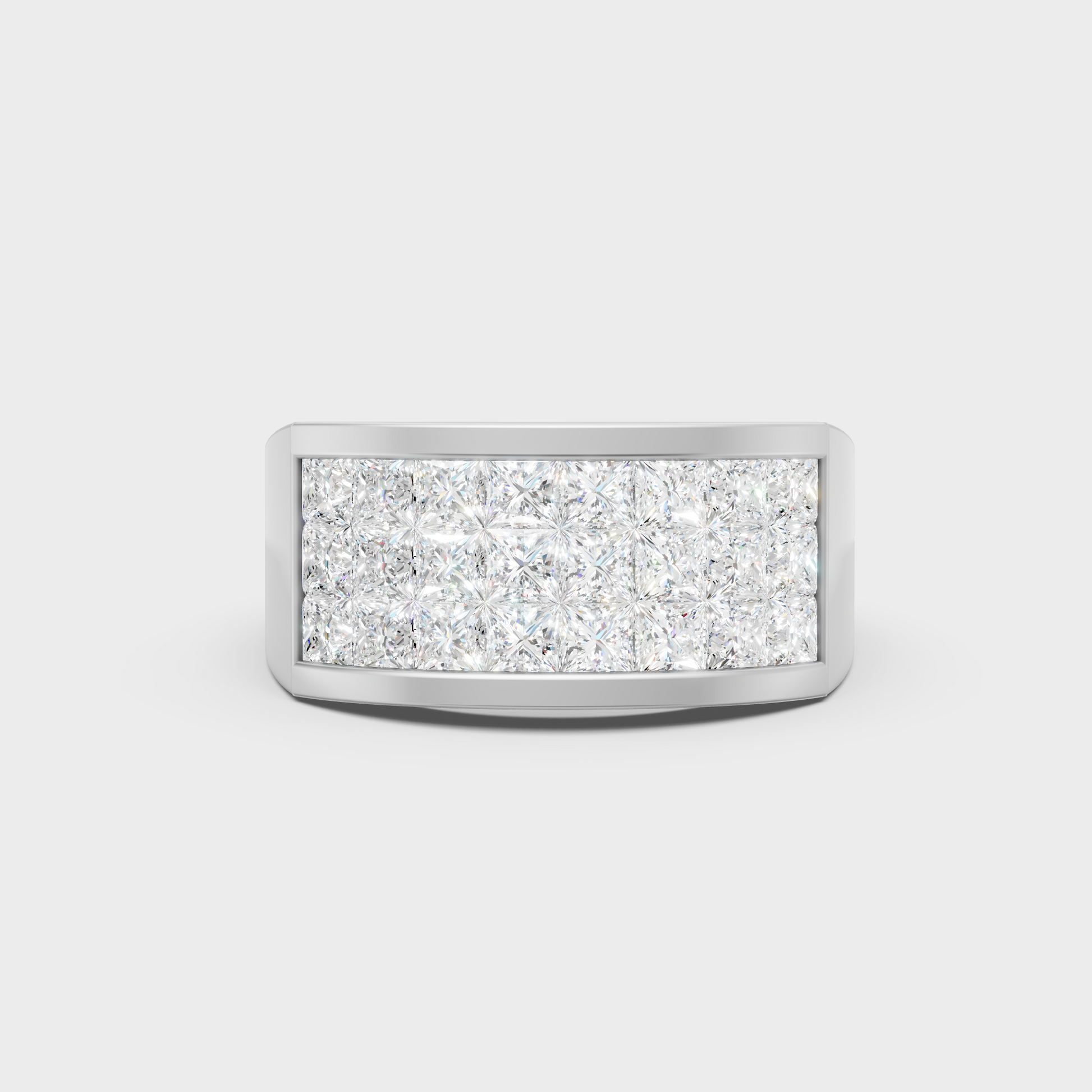 Certified 2.16 Carat Princess-Cut Lab-Grown Diamond Men's Ring In 14K White Gold