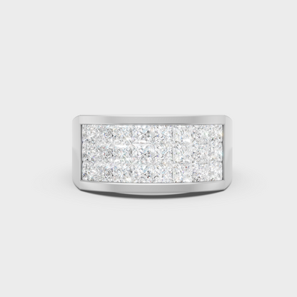 Certified 2.16 Carat Princess-Cut Lab-Grown Diamond Men's Ring In 14K White Gold