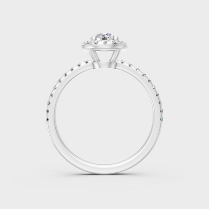 High-Polish 950 Platinum Round Lab Diamond Halo Ring For Maximum Shine