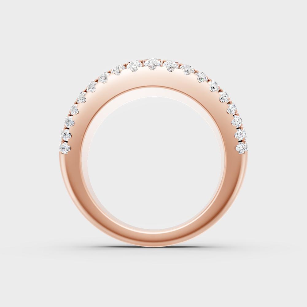 Modern 9K Rose Gold Diamond Band With A Brilliant Sustainable Round Diamond