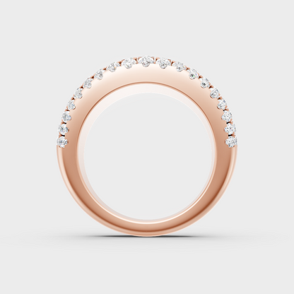 Modern 9K Rose Gold Diamond Band With A Brilliant Sustainable Round Diamond