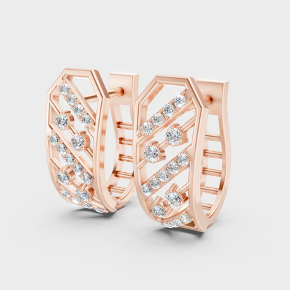 Hallmark Rose Gold Round Cut Lab Diamond Hoop Earrings For Women