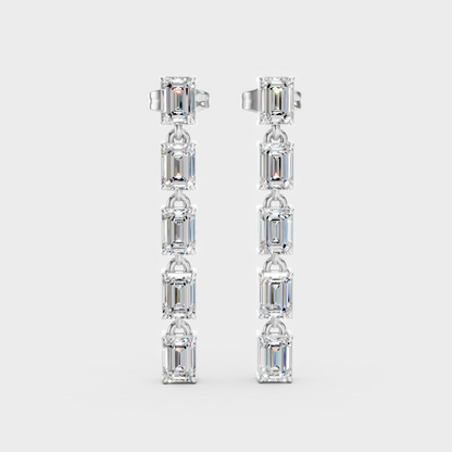 2.75 Ct Emerald Cut Lab-Grown Diamond Drop Earrings In White Gold