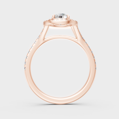  Rose Gold Round Lab-Grown Diamond Double Halo Ring For Modern Luxury