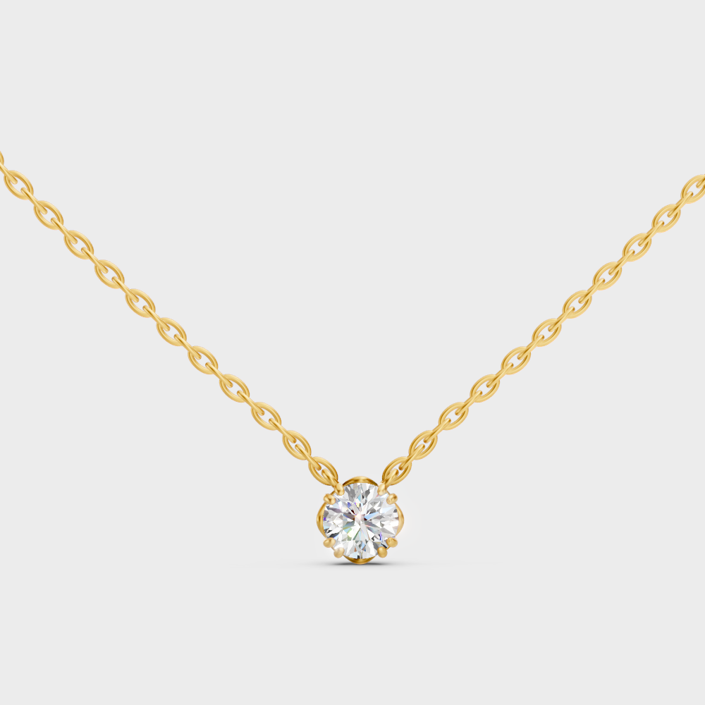 1 Ct Round Cut Lab-Grown Diamond Pendant Yellow Gold