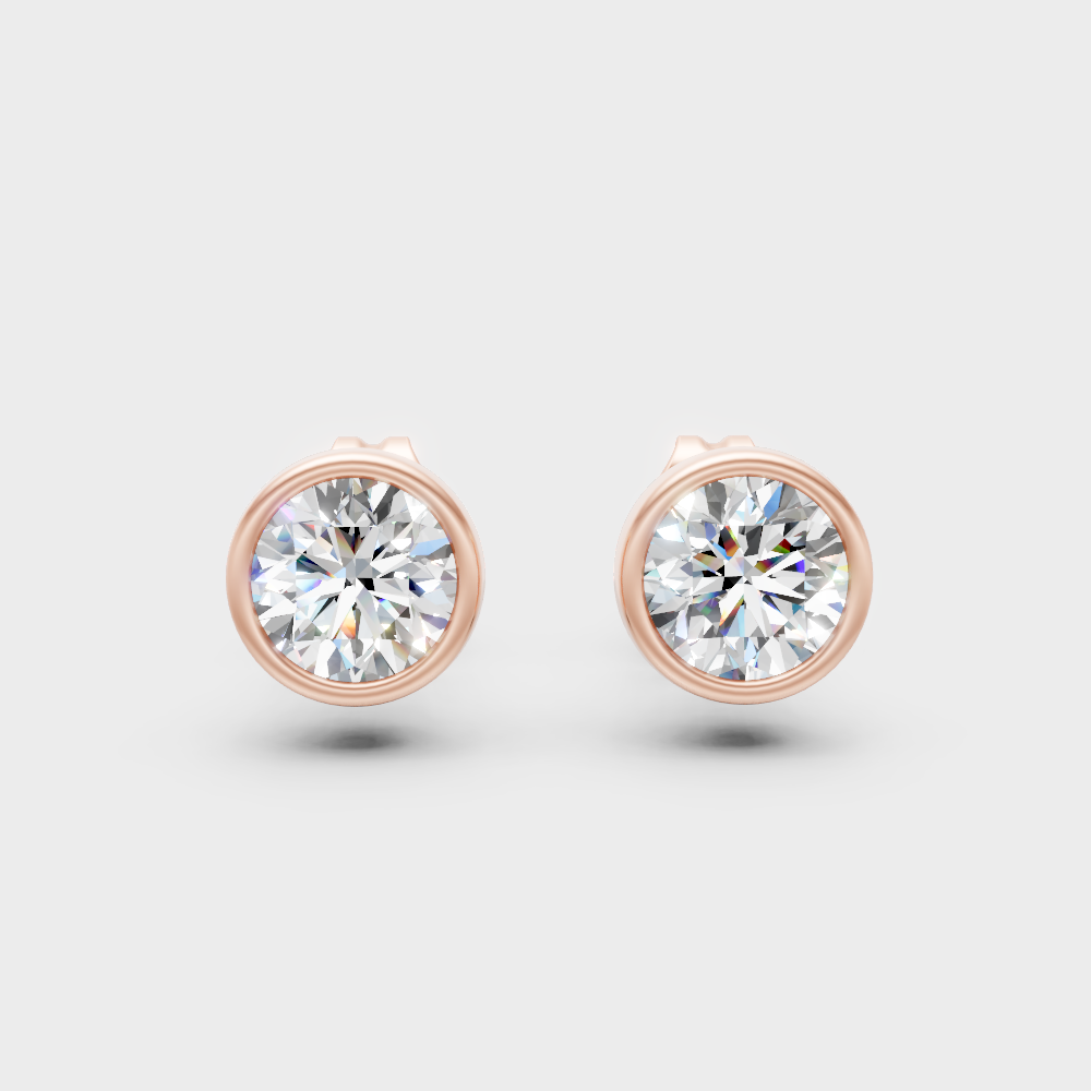 0.50 Carat Each Round Cut Lab-Grown Diamond Stud Earrings In Rose Gold