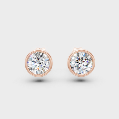 0.50 Carat Each Round Cut Lab-Grown Diamond Stud Earrings In Rose Gold