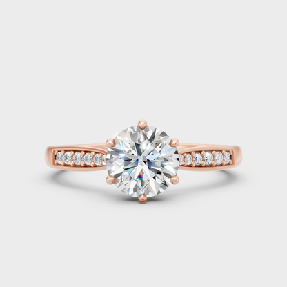 Unique Rose Gold Ring Featuring A Igi Certified Round Lab Diamond Solitaire