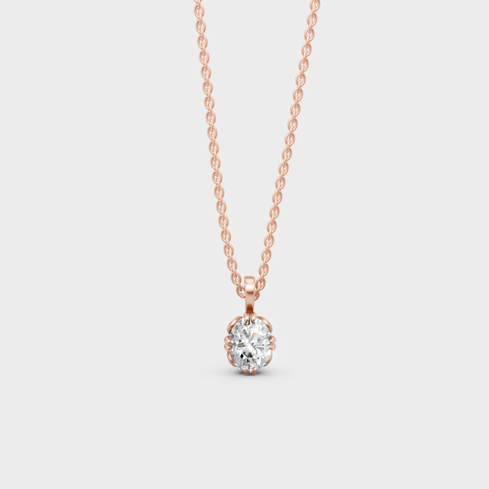 Unique Rose Gold Necklace Featuring A Igi Certified Oval Lab Diamond