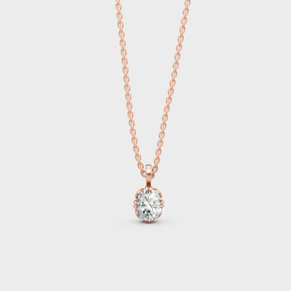Unique Rose Gold Necklace Featuring A Igi Certified Oval Lab Diamond
