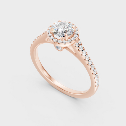 Rose Gold Round-Cut Lab-Grown Diamond Halo Ring For Modern Luxury