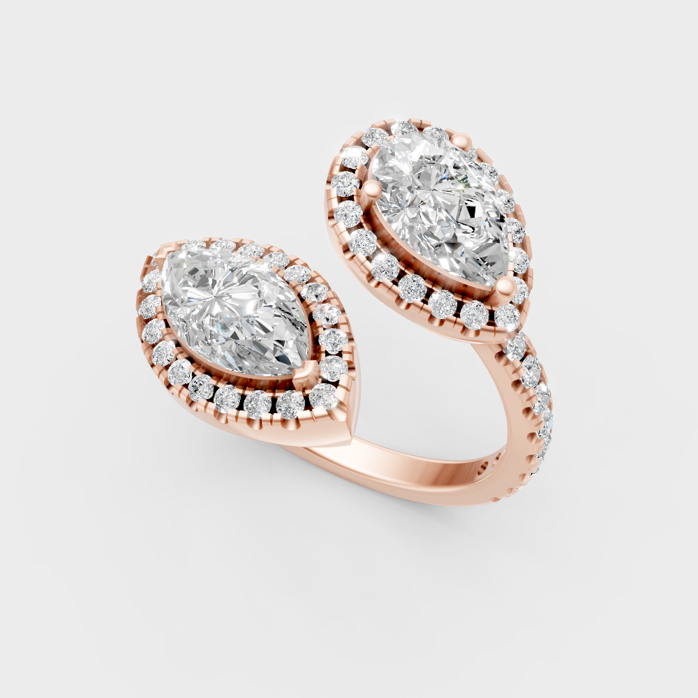 Romantic 14K Rose Gold Engagement Ring Featuring A Lab Diamond Halo