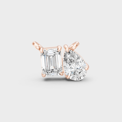 Unique Rose Gold Necklace Featuring A Gli Certified Two-Stone Lab Diamond