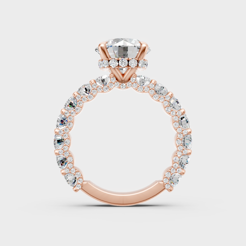 Modern rose gold solitaire ring with a brilliant sustainable round diamond