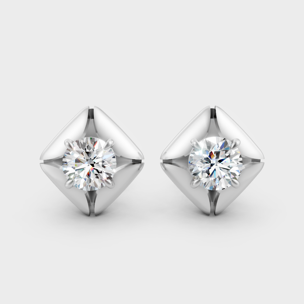 Round Cut Lab Grown Diamond Earrings in