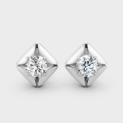 Round Cut Lab Grown Diamond Earrings in