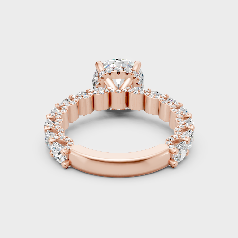 Gli-certified rose gold round-shaped lab diamond ring for a sophisticated, feminine look