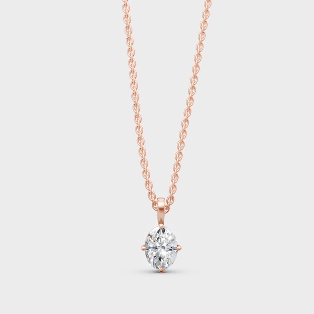1 Ct Oval Cut Certified Lab-Grown Diamond Pendant Rose Gold