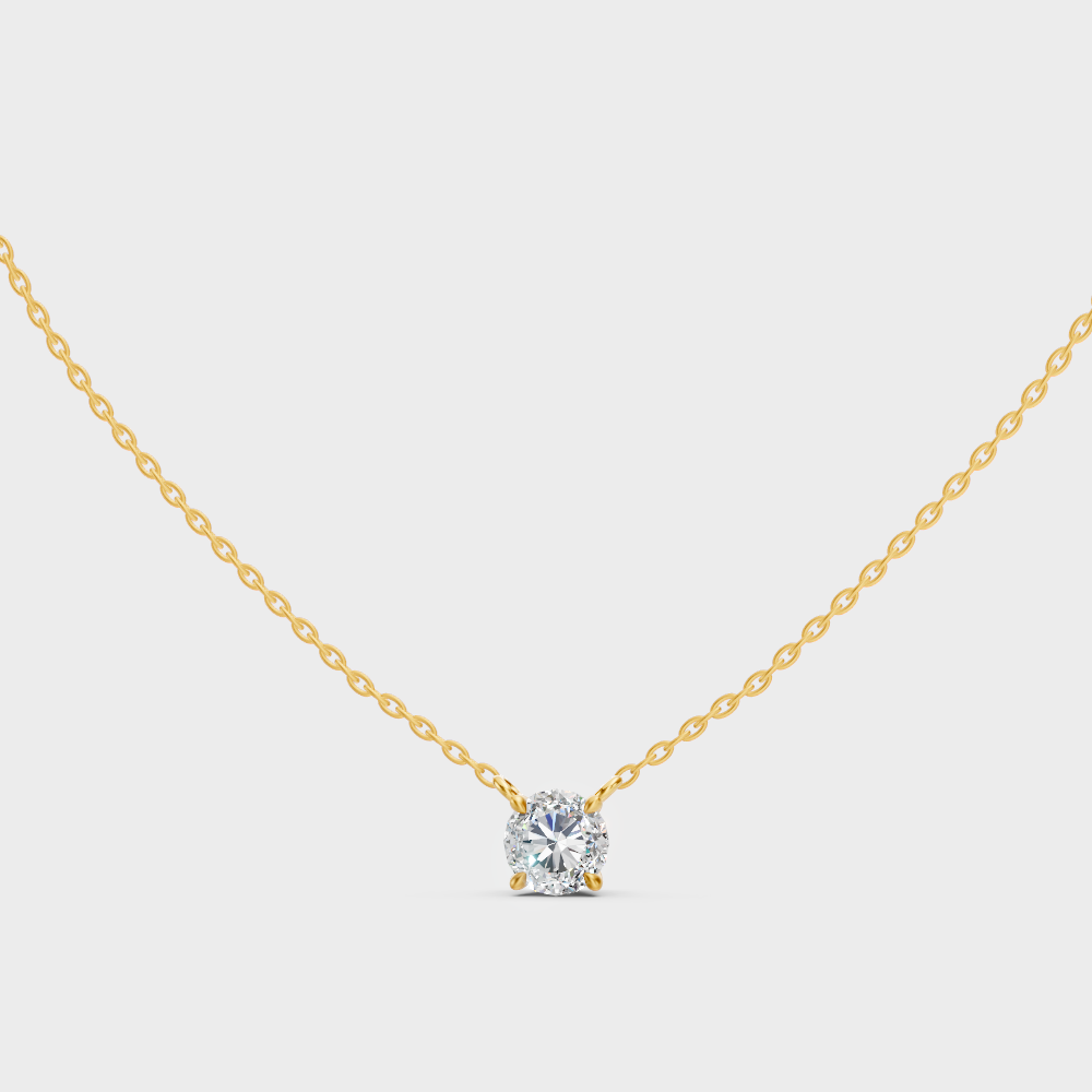 Certified 1 Carat Round Diamond Solitaire Pendant 14K Yellow Gold