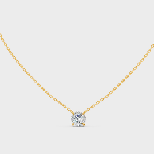 Certified 1 Carat Round Diamond Solitaire Pendant 14K Yellow Gold