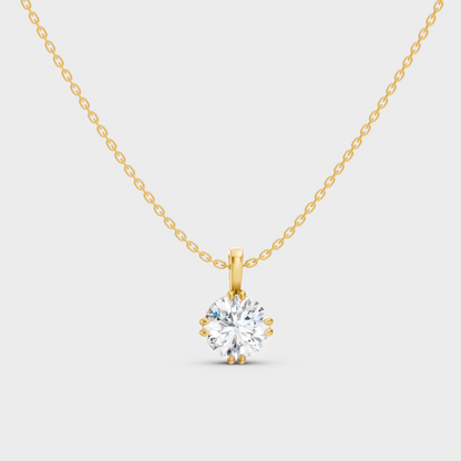 1 Ct Round Cut Lab-Grown Diamond Pendant Yellow Gold