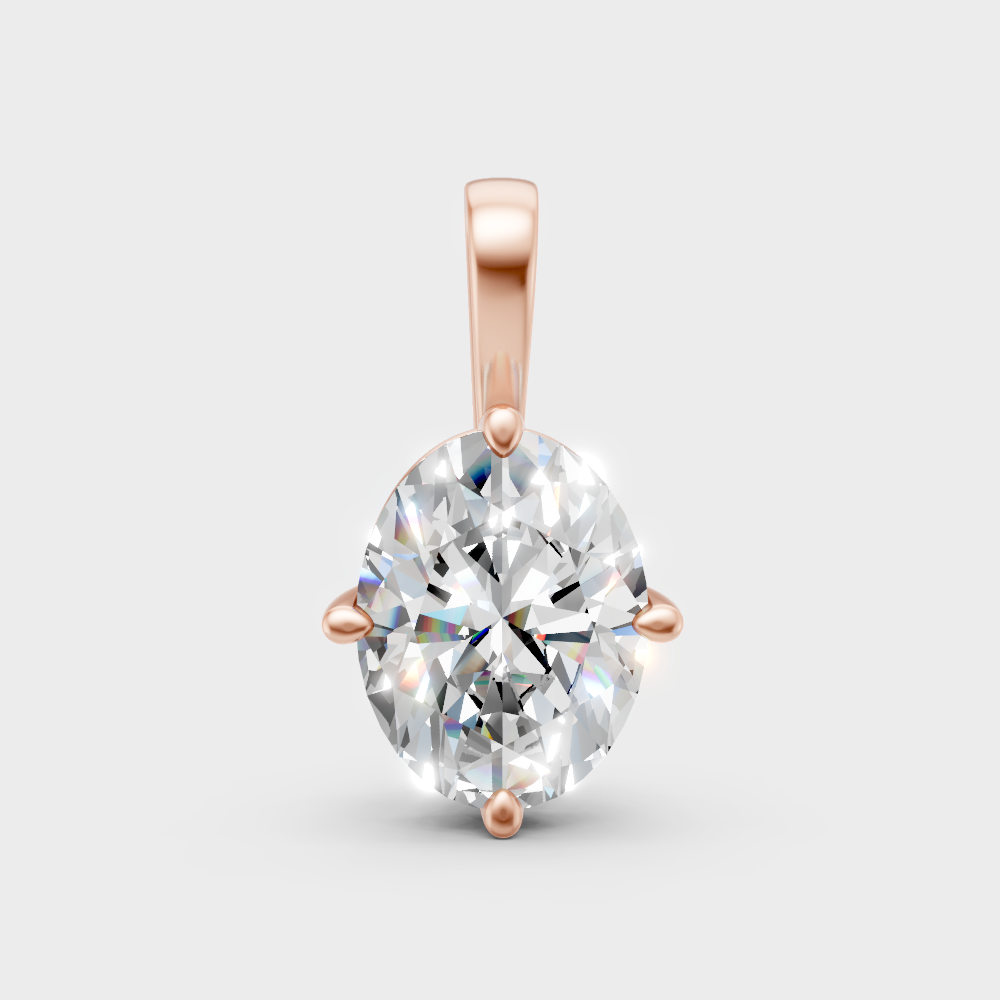 Luxury Oval Diamond Pendant Rose Gold Fine Jewelry