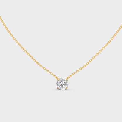Round Cut 1 Ct Lab Grown Diamond Pendant Yellow Gold