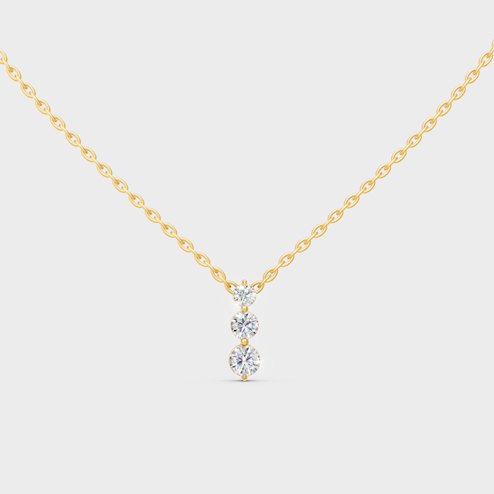 1.11 Ct Round Lab-Grown Diamond Pendant With Chain In Yellow Gold