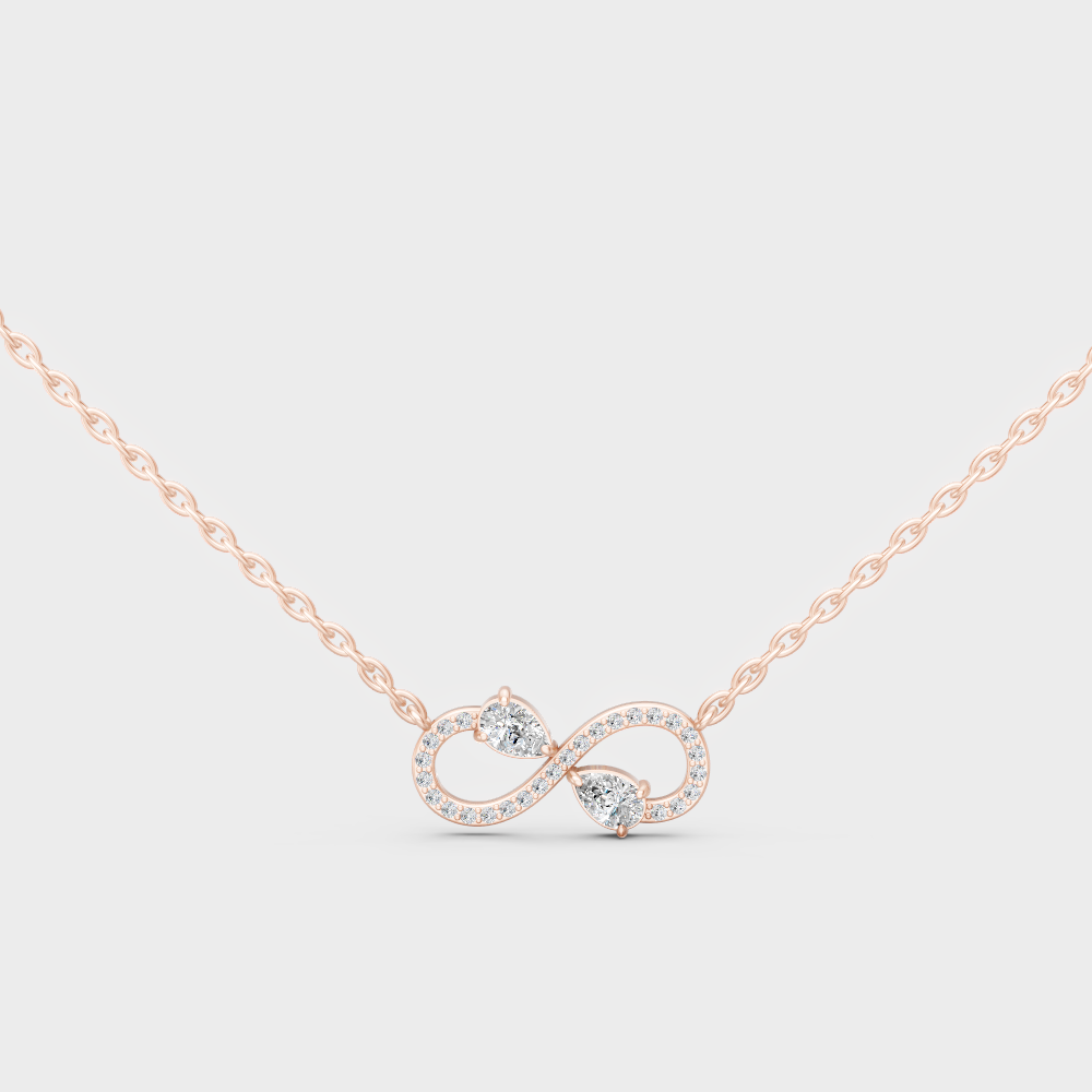 0.71 Ct Pear & Round Lab-Grown Diamond Infinity Pendant With Chain In Rose Gold