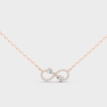 0.71 Ct Pear & Round Lab-Grown Diamond Infinity Pendant With Chain In Rose Gold