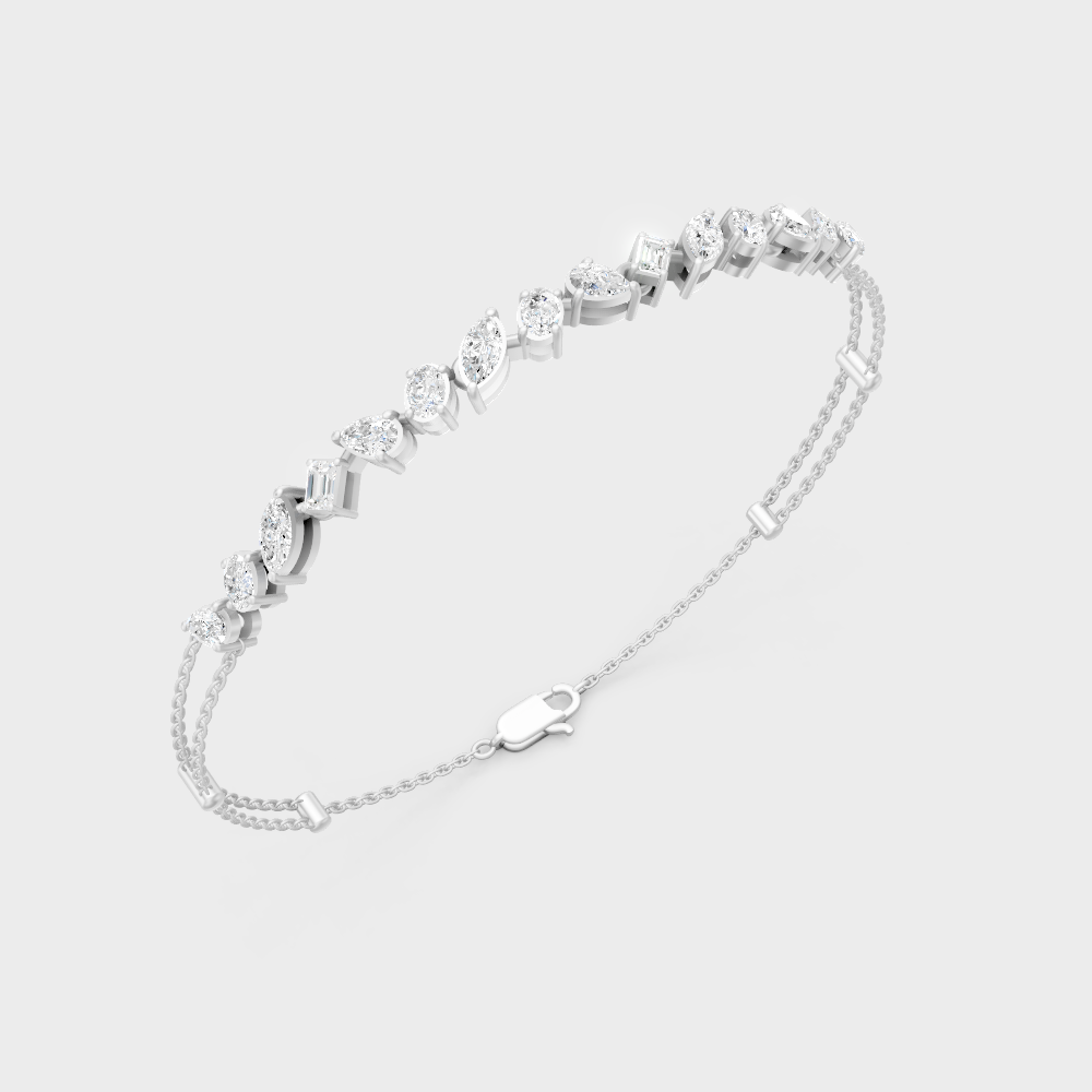 Emerald Marquise Pear Oval Diamond Bracelet White Gold